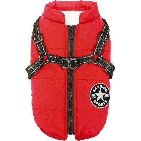 NineClouds Vêtements pour chiens pour petits chiens Manteau pour chien Veste d'hiver imperméable Gilet chaud Vêtements pour chien Hiver chaud(Rouge,S) (1/5)