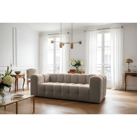 Sofa Designersofa SOLVIE 3-Sitzer in Stoff Tiffani Taupe