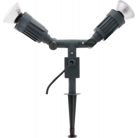 Piquet de terre avec spot de jardin double IP44 14m 2xE27 vert