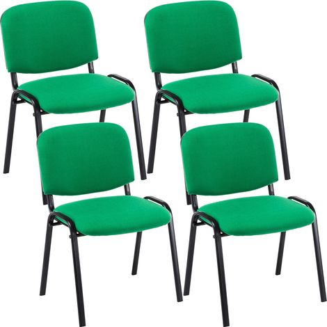 Set 4 sedie visitatore area attesa impilabili in tessuto verde, base a 4 gambe in metallo nero 100003193