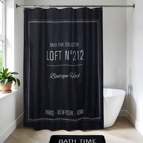 Tenda da doccia in poliestere 180x200 cm - neo retro nero - Tendance