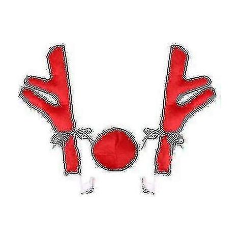 Kit de bois de renne pour voiture, décorations de Noël Rudolph pour voiture, bois et nez (1/5)