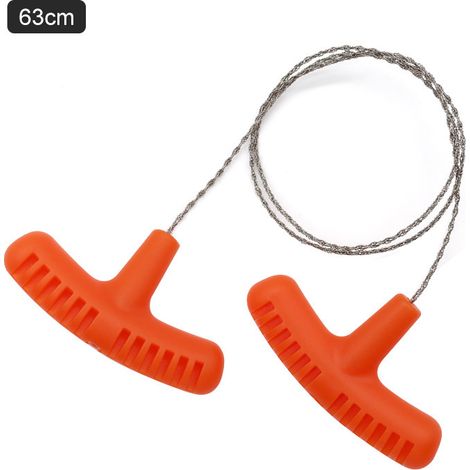 Short orange - 63 cm Scie à fil manuelle, équipement de survie en milieu sauvage, fournitures de survie en plein air, lame de scie pour plantes aquatiques, spécialement conçue pour la coupe des plante (1/5)