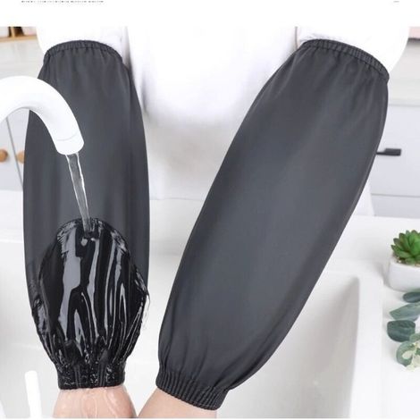 Manchons de protection imperméables en cuir PU, adaptés aux travaux ménagers, résistants à l'huile et au nettoyage de la cuisine, 6 paires par paquet. (1/4)