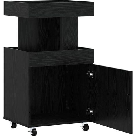 Chariot de Bar en Bois d'Ingénierie, Couleur Chêne Noir, 50 x 41 x 89 cm, Desserte de Cuisine Roulante avec Étagères de Rangement (1/5)