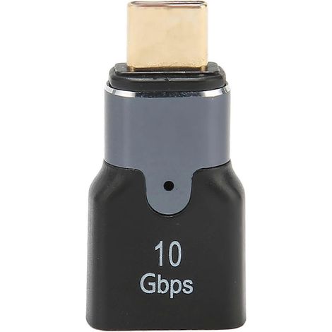 Adaptateur magnétique USB femelle vers Type-C, taux de transfert de 10 Gbit/s, matériau en alliage d'aluminium, conception compacte, adaptateur Type-C 3A, avec effets lumineux. (1/5)
