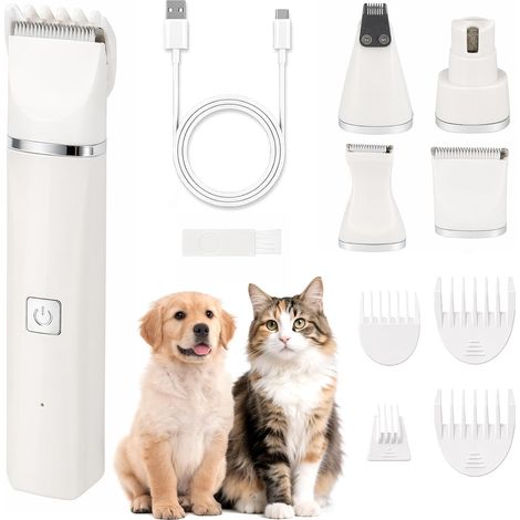 Tondeuse animaux 4 en 1 USB C avec 4 têtes pour chien et chat (1/5)