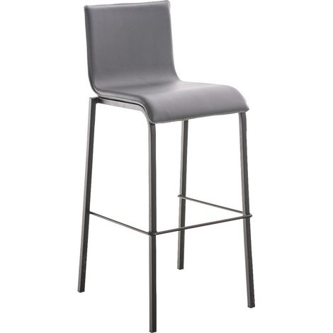Tabouret de bar x1 cadre en métal noir et siège en PVC gris 100006300 (1/5)