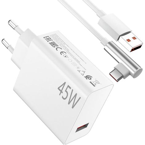 Chargeur 45W et Câble USB C 90° degrés pour Xiaomi Redmi Note 15 Pro 14 Pro (1/5)