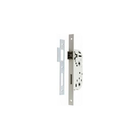 Vachette – Serrure à larder électrique pêne demi-tour – Axe 40 mm – Entraxe 70 mm – Têtière laquée blanche 230 x 20 mm – Main droite (1/2)