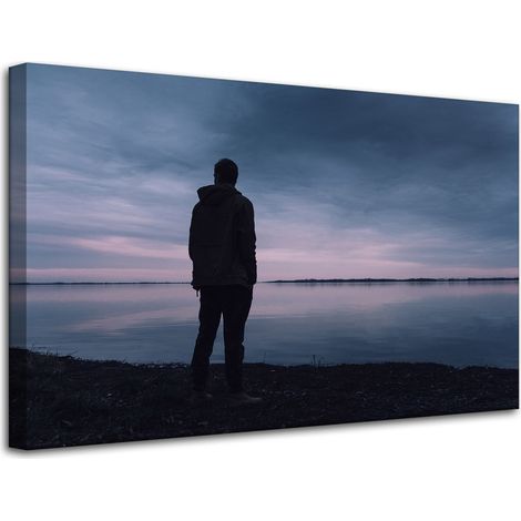 Lienzo impreso Paisaje Lago Hombre 80x50