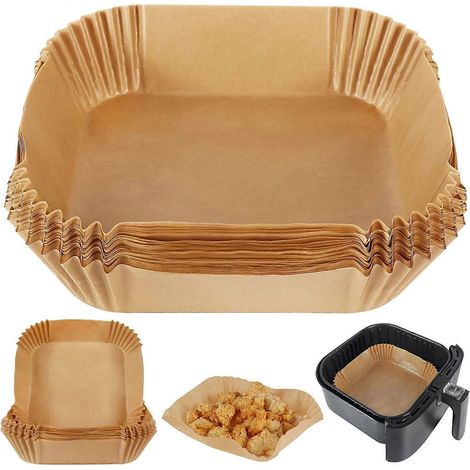 Papier sulfurisé pour friteuse à air chaud, 50 feuilles carrées jetables, résistant à la graisse, compatible avec les friteuses COSORI, Ninja et Tower Cosor. (1/5)