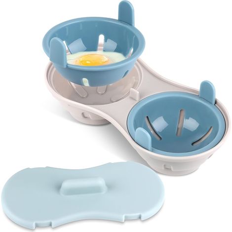 Pocheuses à Œufs Micro-Ondes Cuiseur Oeuf Micro Ondes Moule à Œufs 2 Tasses Cuit Oeuf Micro Onde Chaudière à Œufs Cuiseur à Vapeur Micro-Ondes à Œufs Pocheur Doeufs Micro-Ondes avec Fermeture (1/5)