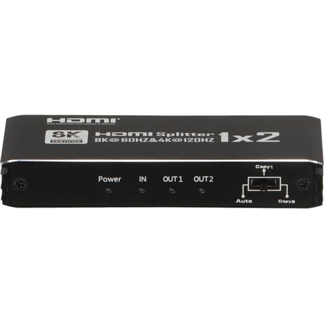 Pawonik Splitter HDMI 2.1 1 Ingresso 2 Uscite 8K 4K UHD HDR HDCP 2.3 EDID HDMI-SP1-8K