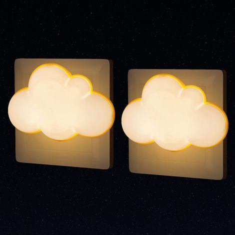 Set of two cloud-shaped night lights, European standard plug, children's night lights, with dusk-to-dawn sensor. (1/5)