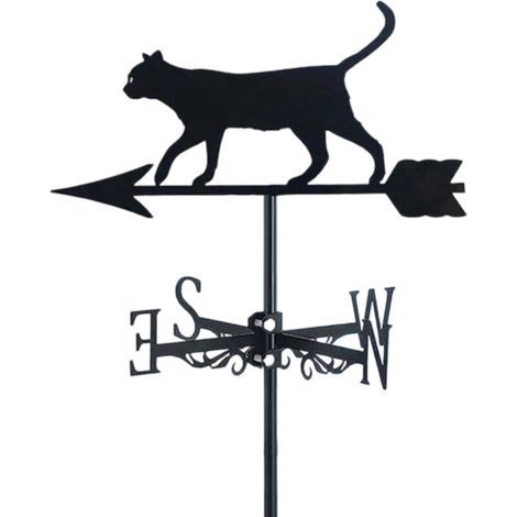 Dekorative Wetterfahne aus Metall in Katzenform. Windrichtungsanzeiger. Wetterfahne aus Eisen für Dach, Bauernhof, Hof und Garten.