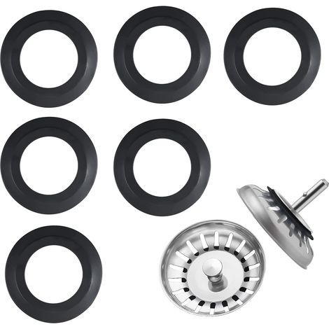 Lot de 6 joints d'évier en caoutchouc noir – 54mm extérieur, 32mm intérieur – Étanchéité parfaite pour paniers filtrants (1/5)