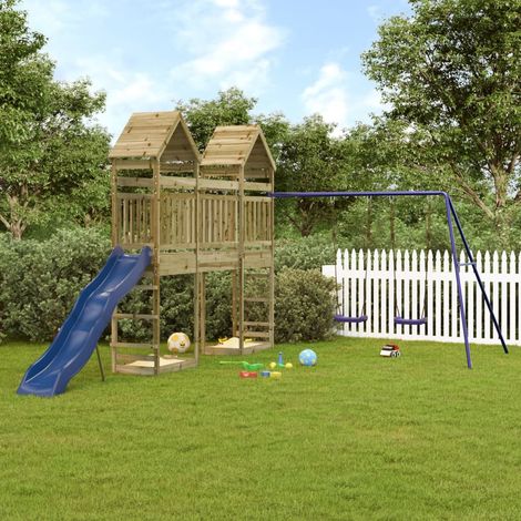 Aire de Jeux d'extérieur Maisonnette de jeu Maison enfant exterieur bois de pin imprégné 78825 (1/5)
