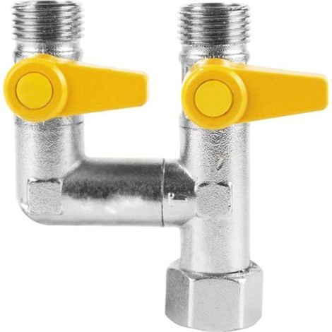 Vanne 3 Voie Raccord, 1/2" Vanne à Boisseau De Forme De Y Inverseur Répartiteur De Robinet, Vanne à Boisseau Sphérique à Gaz Robinet éteindre Diviseur De Tuyau Pour Air Eau Carburant Gaz (1/5)