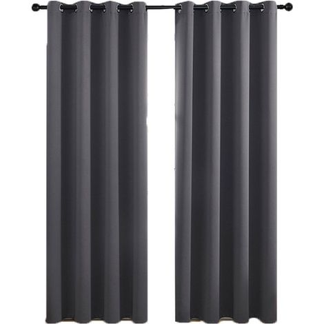 Rideaux occultants - Rideaux - Rideaux occultants - Rideaux à anneaux - 106 x 160 cm - Polyester - Gris (1/5)