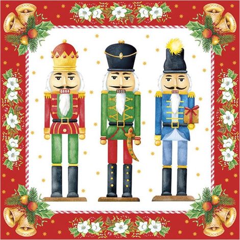 Servilletas navideñas Cascanueces de 33 cm, 20 unidades