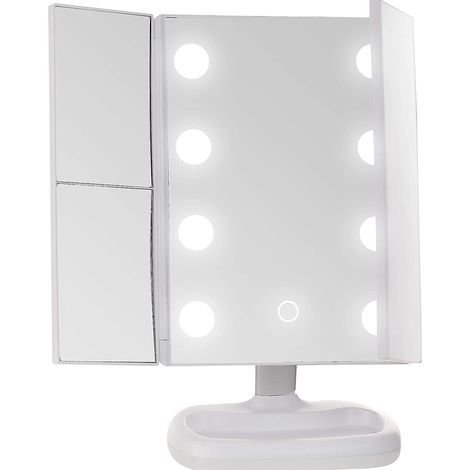 Dreiteiliger Schminktischspiegel mit 1x/2x/3x Vergrößerungsglas (weiß)