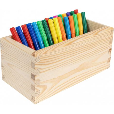 Creative Deco Organizer Impilabile in Legno di Pino Naturale 20 x 10 x 9 cm – Scatola Portaoggetti con Fondo in MDF per Casa, Ufficio e Découpage