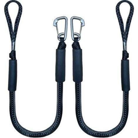 Bungee-Festmacherleine mit schwarzem Festmacherhaken für Boote, 1,2 m, 2er-Pack, schwarz (1/5)