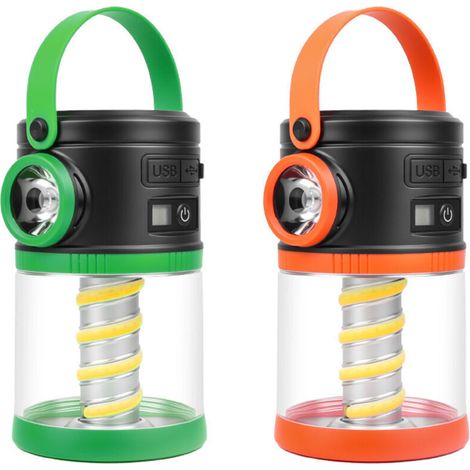Lanterne Camping LED Rechargeable USB Solaire COB Lampe Torche Urgence Panne Electricité Extérieur Randonnée Verte 2 Pack
