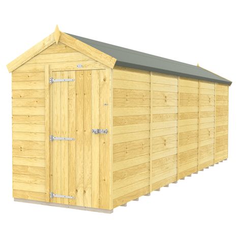 5 x 20 Feet Apex Shed - Single Door Without Windows - Wood - L592 x W147 x H217 cm