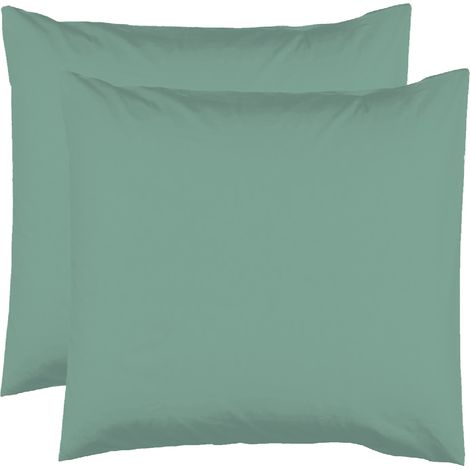 2 Taies d'oreiller 63 x 63 cm - Vert tilleul - 100% coton 57 Fils