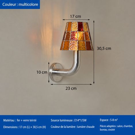 Applique Murale Rétro Cube en Verre Marron Lumière Chaude Lampe de Chevet Vintage Décorative 36 × 31 × 21 cm 3 kg – Livraison gratuite
