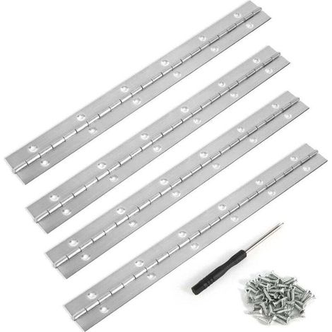 Klavierbänder aus Edelstahl, 30 cm, 4er-Set. Edelstahl 304. Rostbeständig. Schnelle Montage mit den mitgelieferten Schrauben. (1/5)