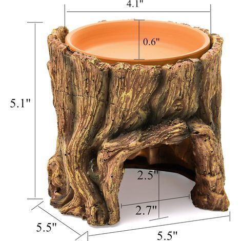 Cachette en résine pour reptiles, cachette et mangeoire 2 en 1, enclos pour reptiles avec mangeoire amovible, accessoire de soin pour gecko léopard, aide à la mue pour amphibiens, serpents, lézards et (1/5)
