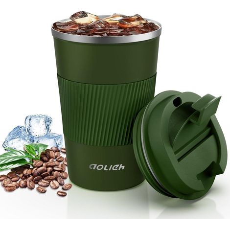 Thermobecher Kaffeebecher Isolierbecher Edelstahl Travel Mug 380ml Grün (1/5)