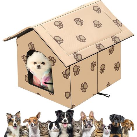Winterfeste, wasserdichte Katzenhöhle für draußen: WIYETY 40 x 35 x 38 cm faltbare Katzenhöhle für kleine Hunde und Katzen, waschbare, warme Höhle, Hundeunterstand