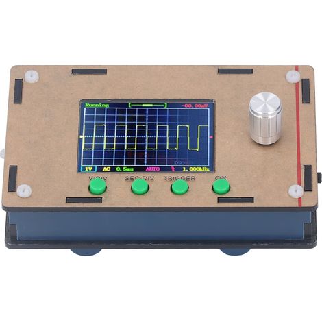 Oscilloscope numérique portable 2,4 pouces LCD, bande passante 200 kHz, 1 Méga-échantillon/s, DC 9V, mesure de signaux et formes d'onde, appareil de test électronique compact. (1/5)