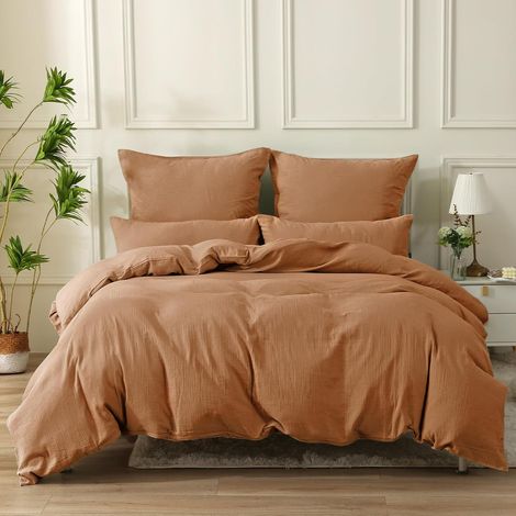 Housse de Couette 220x240 Gaze de Coton - Caramel (1/5)