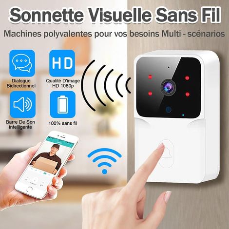 Sonnette extérieure sans fil universelle étanche, sonnette vidéo sans fil avec caméra, vision nocturne HD 1080p, surveillance Wi-Fi, communication vocale bidirectionnelle et alarme de détection de mou (1/4)