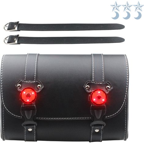 sacoche latérale de moto avec éclairage, sacoche suspendue en cuir, sacoche de motard, sacoche à outils, sacoche latérale modifiée pour moto Harley cruiser