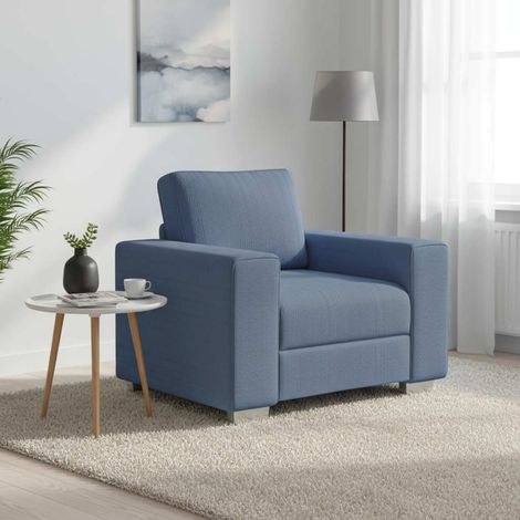 vidaXL Fauteuil canapé bleu 100x77x82 cm en tissu velours côtelé (1/5)
