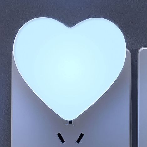 Veilleuse coeur mignon, capteur crépusculaire automatique, lumière blanche chaude douce, idéale pour chambre, salle de bain, couloir, cuisine bleue (1/5)