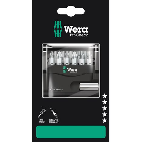 Wera Bit-Check 12 Metal 1 SB 05136393001 Jeu d'embouts 12 pièces 1/4 (6.3 mm) avec porte-embout (1/5)