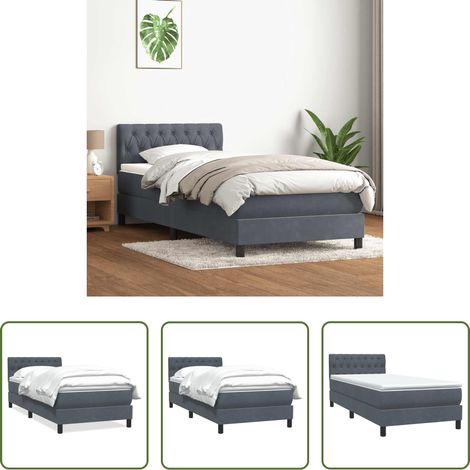 vidaXL Samt - Boxspringbett mit Matratze Dunkelgrau 80x210 cm Samt (1/5)