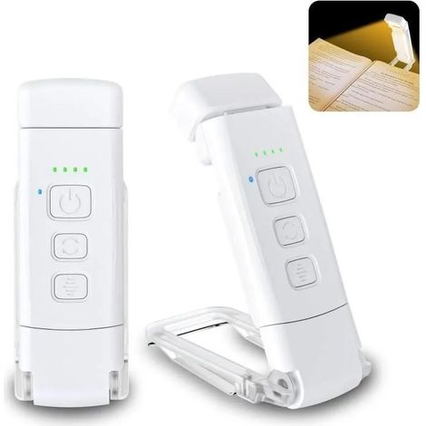 AUDBURN Lampe de lecture à pince USB — 3 modes couleur, 5 niveaux de luminosité, rechargeable, autonomie 1 semaine (1/4)