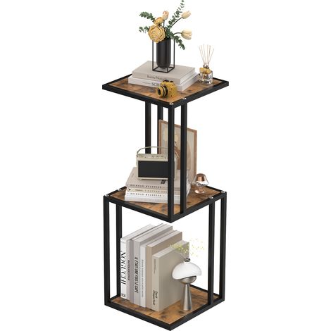 Étagère d'angle à 3 Niveaux, Bibliothèque, Cadre en Métal, Étagère de Rangement pour Salle de Bain, Étagère de Rangement en MDF, Antirouille, Salon, Chambre, Cuisine, Salle de Bain, Moderne (1/5)