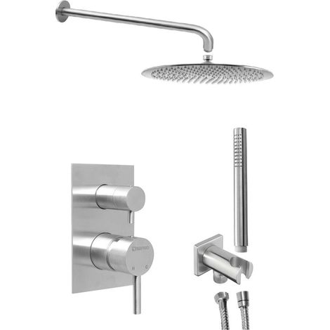 Sapho Minimal - Set doccia con miscelatore da incasso, con corpo, diametro 30 cm, acciaio inox MI042-01 (1/2)
