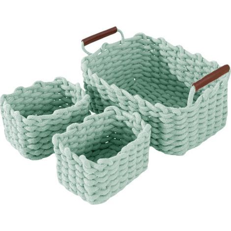 Vert, Lot de 3 Icegrey Panier de Rangement en Corde de Coton Organisateurs de Paniers de Rangement Rectangulaires Naturels DéCoratifs Pour Chambre (1/5)