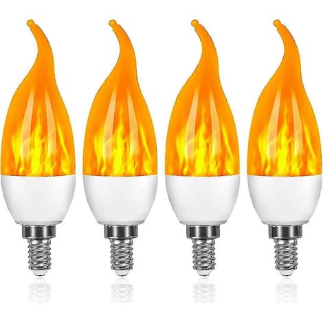 Ampoule LED E14 effet flamme 3W, 3 modes, lot de 4, éclairage décoratif avec effet scintillant pour la décoration intérieure (1/5)