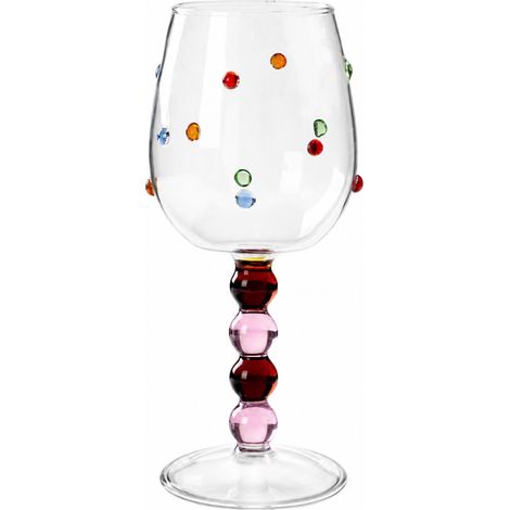 Verre à cocktail Martini à pois colorés, verre à vin fantaisie, verre transparent à pois multicolores (1/5)